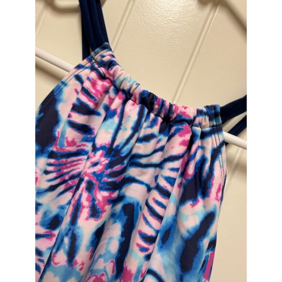 Kanu Surf Girls' Jasmine Beach Sport Halter One Piece Swimsuit, Camille Denim 12 - Picture 3 of 8